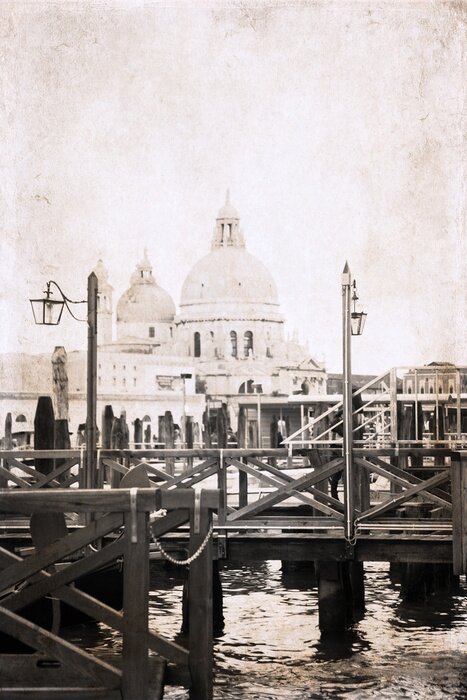 Papier peint  illustration dans le style rétro, Venise