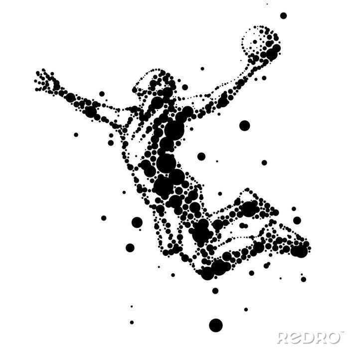 Papier peint  illustration de joueur de basket résumé en saut