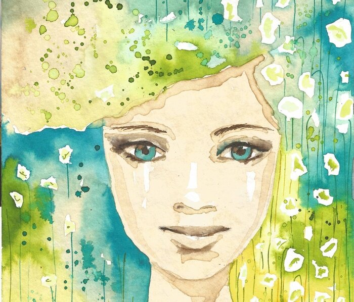 Papier peint  illustration du portrait abstrait d'une femme