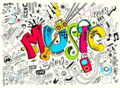 Papier peint  Illustration of music background in doodle style