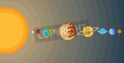 Papier peint  Illustration plate avec le système solaire