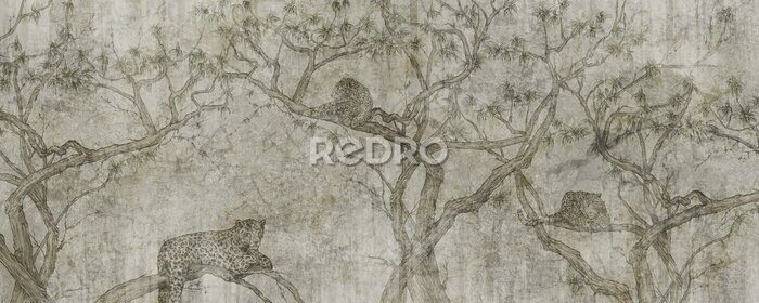 Papier peint  Illustration texturée de la jungle