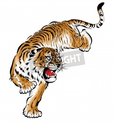 Papier peint  Illustration tigre asiatique