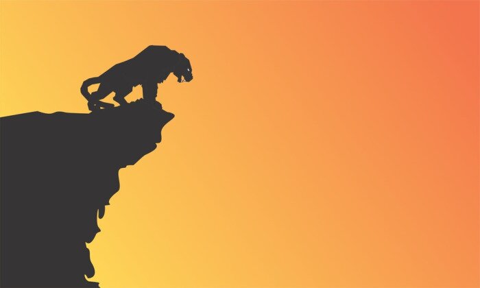 Papier peint  Illustration tigre sur un rocher