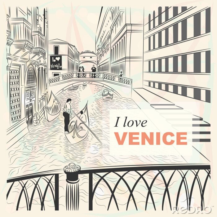 Papier peint  Illustration typographique avec Venise