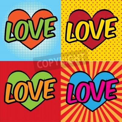 Papier peint  Image coeurs et inscription