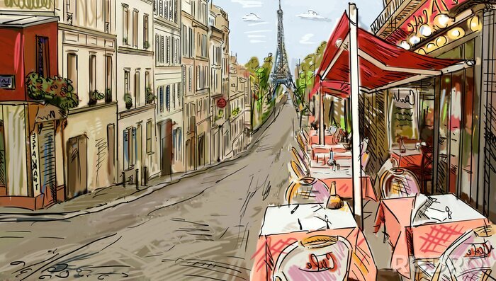 Papier peint  Image colorée ruelle à Paris