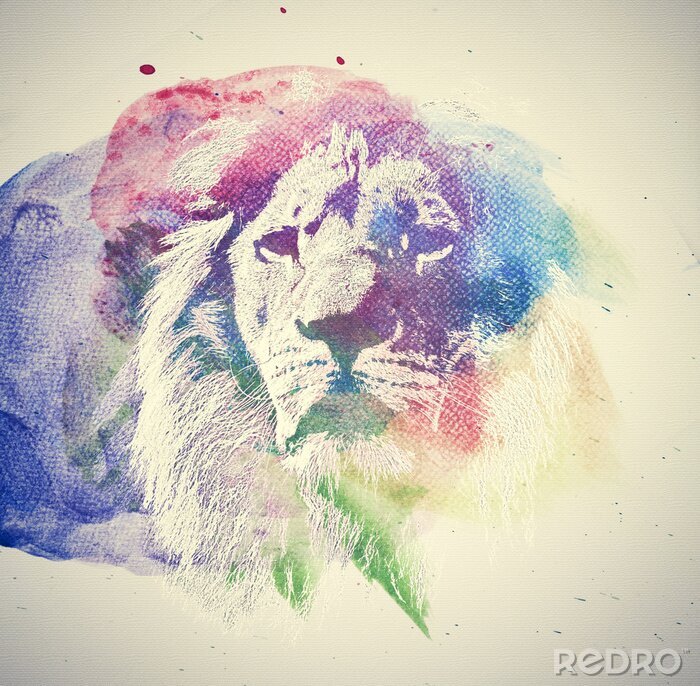 Papier peint  Image de lion arc-en-ciel