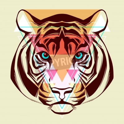 Papier peint  Image de tigre géométrique