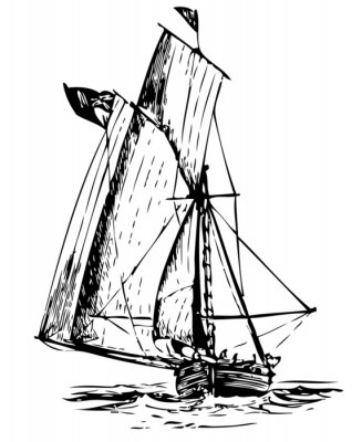 Papier peint  Image graphique avec un croquis de voilier