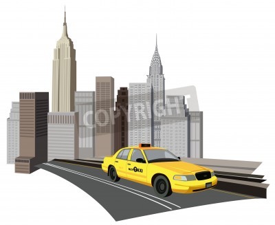 Papier peint  Image graphique avec un taxi new-yorkais