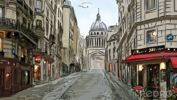 Papier peint  Image graphique rue à Paris