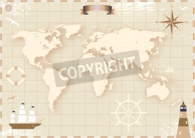 Papier peint  Image of an old paper world map.
