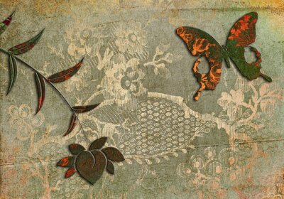 Papier peint  Image ornementale abstraite papillon
