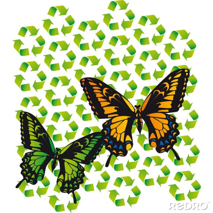 Papier peint  Image papillons évoquant le recyclage