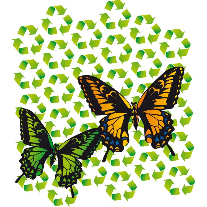 Papier peint  Image papillons évoquant le recyclage