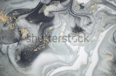 Papier peint  Imitation marbre gris avec poussière d'or