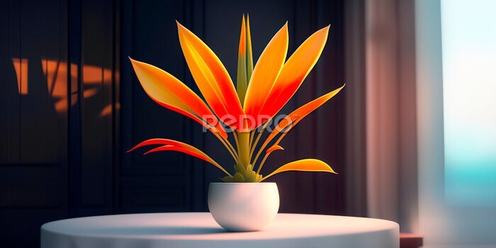 Papier peint  Immersive Beauty: Discover an Isolated Strelitzia Plant in Stunning Detail, Crafted with Strong Contrast and Soft Lighting using Sketchfab and Pixelsquid