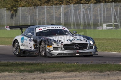 Papier peint  Imola, Italy - October 11, 2014: A Mercedes Sls Amg Gt3 of Sports And You team, driven By Mora Francisco (Prt),  the C.I. Gran Turismo car racing on October 11, 2014 in Imola, Italy.