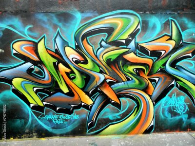 Papier peint  Inscription colorée sur le mur