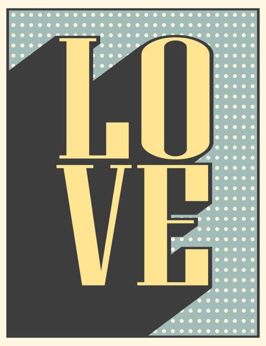 Papier peint  Inscription jaune love