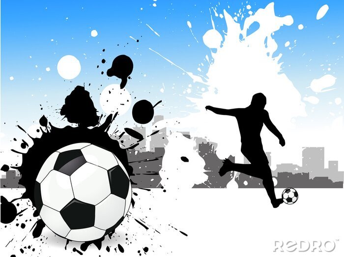 Papier peint  Inspiration football en blanc et bleu