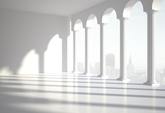 Papier peint  Intérieur avec colonnes au soleil