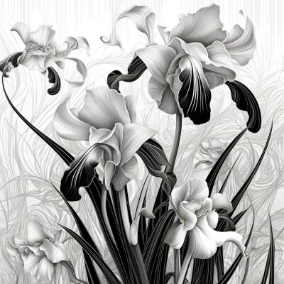 Papier peint  Iris noirs et blancs