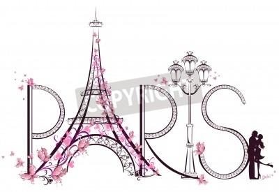 Papier peint  Isncription Paris