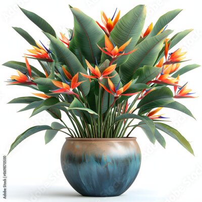 Papier peint  isolated strelitzia plant, best use for landscape design, best use for post production render isolated on white background, png