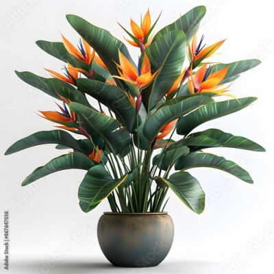 Papier peint  isolated strelitzia plant, best use for landscape design, best use for post production render isolated on white background, simple style, png