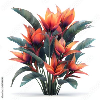 Papier peint  isolated strelitzia plant, best use for landscape design, best use for post production render isolated on white background, simple style, png