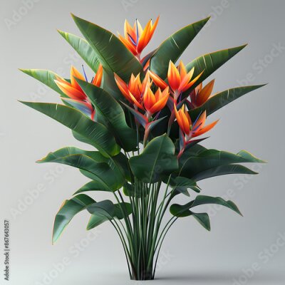 Papier peint  isolated strelitzia plant, best use for landscape design, best use for post production render isolated on white background, simple style, png