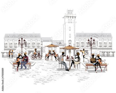 Papier peint  Jardin de café en ville