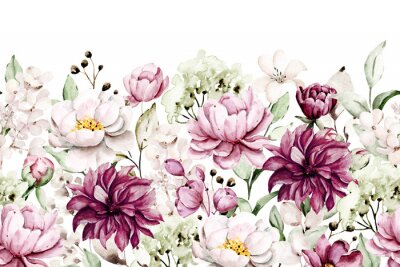 Papier peint  Jardin de pivoines roses