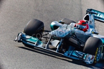 Papier peint  JEREZ DE LA FRONTERA, ESPAGNE - Feb 11: Michael Schumacher de courses Mercedes F1 sur session de formation le 11 Février 2011, à Jerez de la Frontera, Espagne