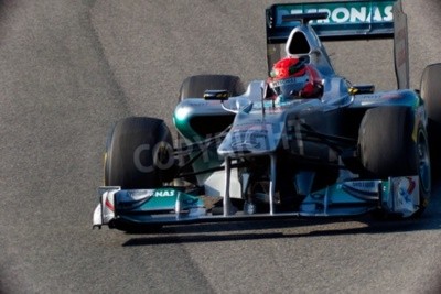Papier peint  JEREZ DE LA FRONTERA, ESPAGNE - Feb 11: Michael Schumacher de courses Mercedes F1 sur session de formation le 11 Février 2011, à Jerez de la Frontera, Espagne
