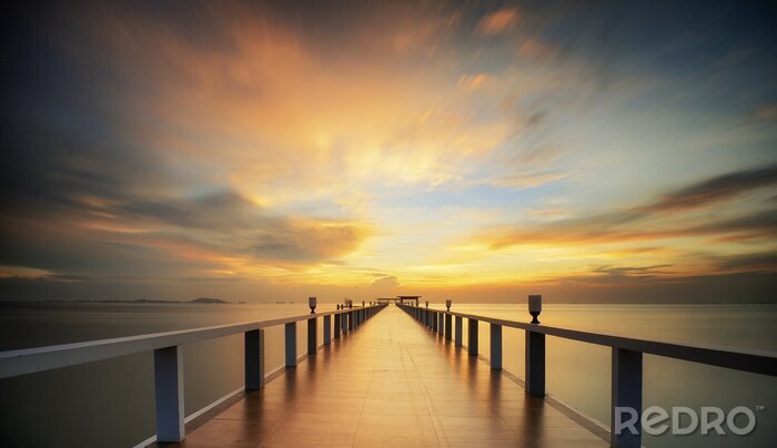 Papier peint  Jetée 3d lever du soleil