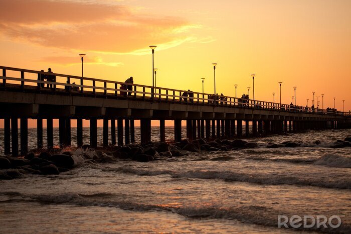 Papier peint  Jetée ciel du soir