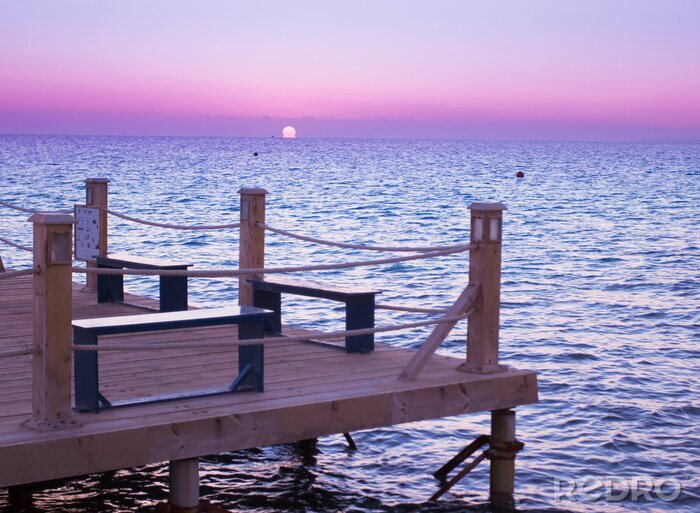 Papier peint  Jetée en bois coucher du soleil