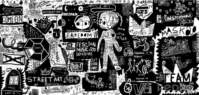 Papier peint  Jeunesse graffiti Basquiat