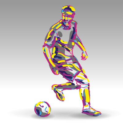 Joueur de foot aux couleurs néon