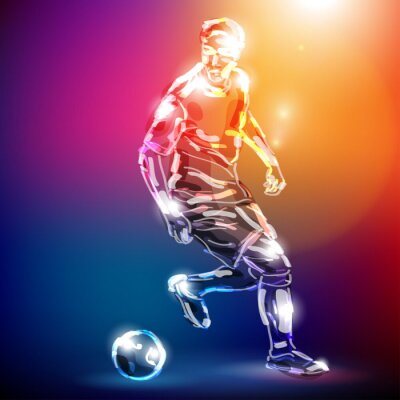 Papier peint  Joueur de football sur fond multicolore