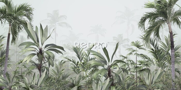 Papier peint  Jungle tropicale de palmiers et de bananiers