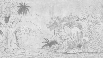 Papier peint  Jungle tropicale en gris