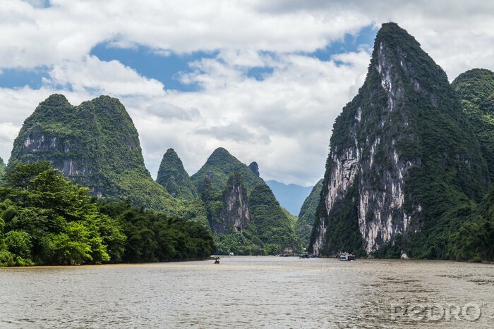 Papier peint  Karst montagnes et calcaire pic de Li rivière en Chine