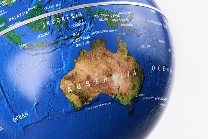 Papier peint  L'Australie sur un globe terrestre