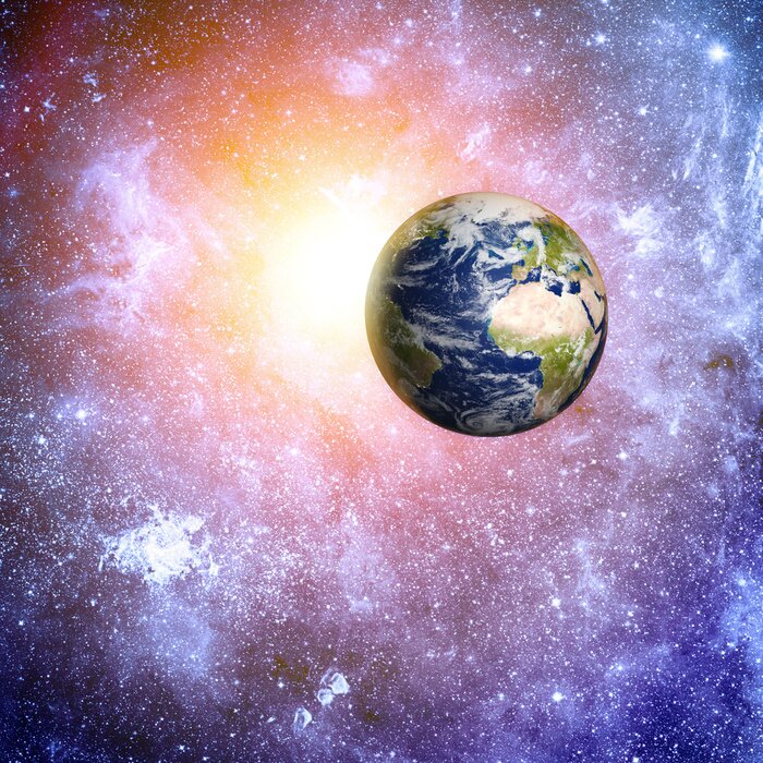 Papier peint  L'espace rose avec la planète Terre