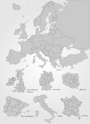 Papier peint  L'Europe avec les pays
