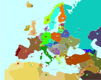 Papier peint  L'Europe con bandiere